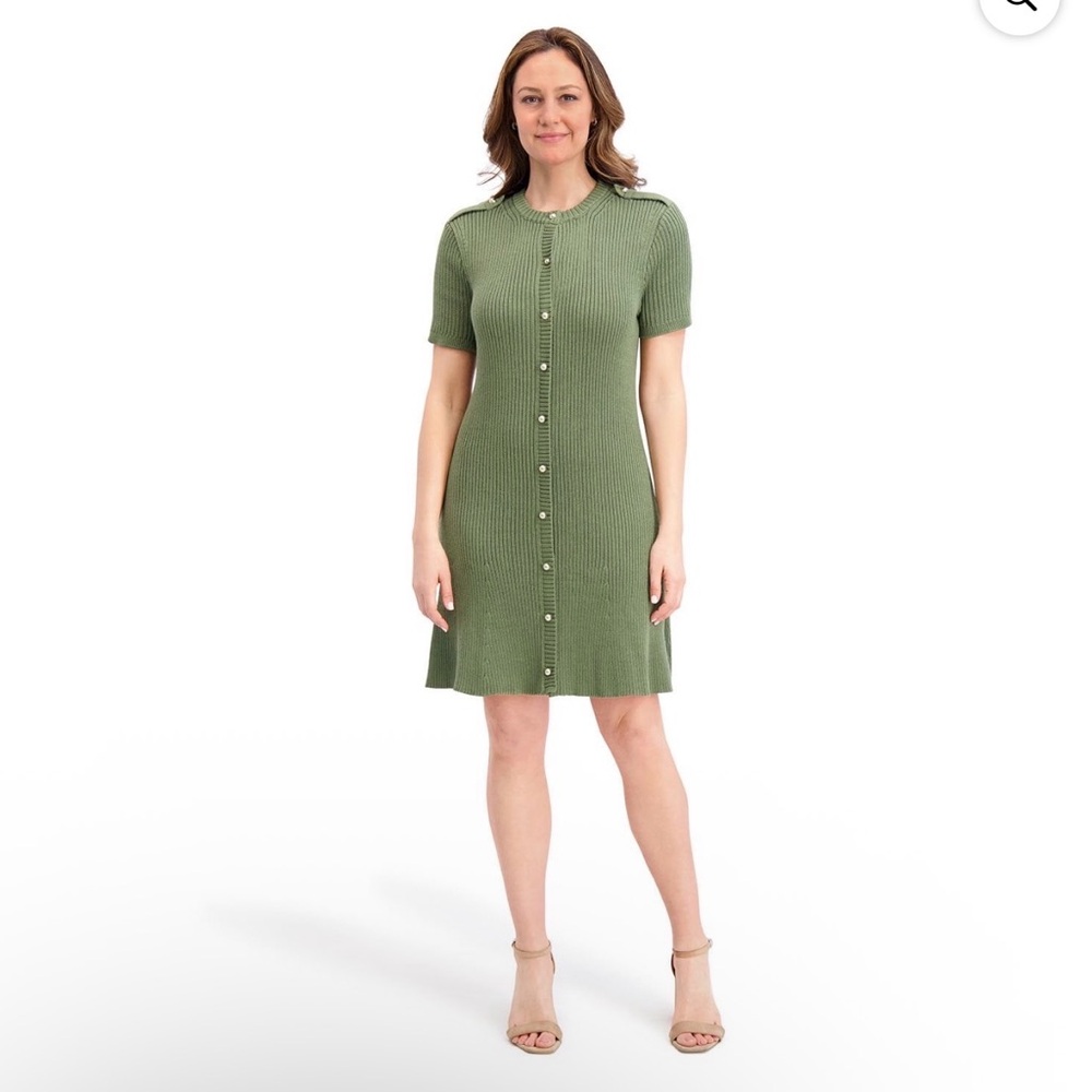 French Connection Olive Button-Front Mini Dress